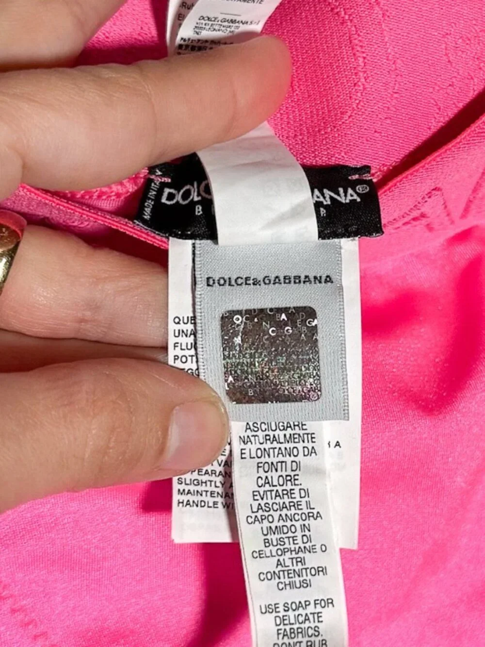 Dolce & Gabbana Hot Pink Logo Jacquard 2-Pieces Bikini Swimsuit - Picture 14 of 16